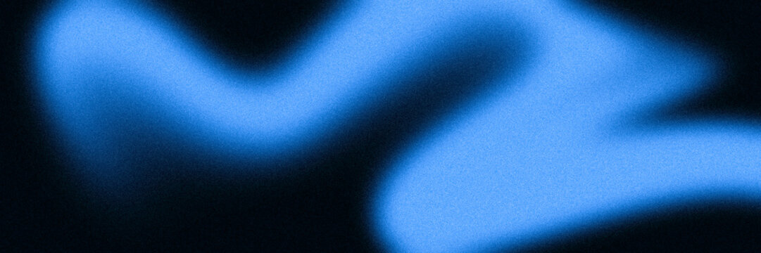 Grainy Abstract Blue Neon Wave Gradient Background Vibrant Fluid Glow Light Leak Texture Backdrop for Modern Cover and Web Design