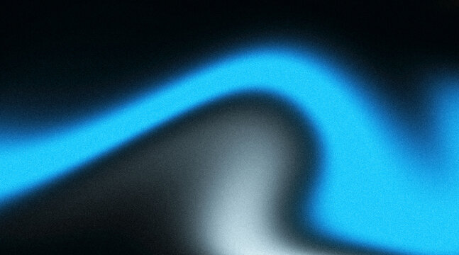 Abstract Glowing Blue Grainy Fluid Wave Background with Electric Cyan Gradient Blur and Retro Noise Texture for Cover, Poster, Banner, and Digital Tech Design