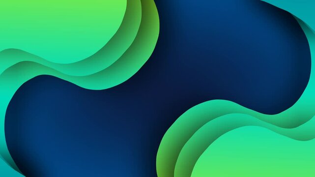 Abstract green and blue fluid wave background with layered paper cut style.