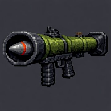 Retro arcade anti tank rocket launcher icon for action shooting game inventory