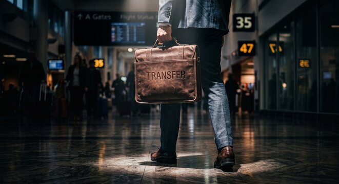 Career Relocation, Money Transfer, and Passenger Transit Concept with Businessman