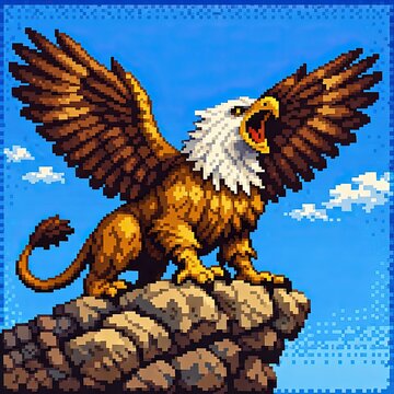 Epic fantasy gryphon monster avatar graphic for classic roleplaying games