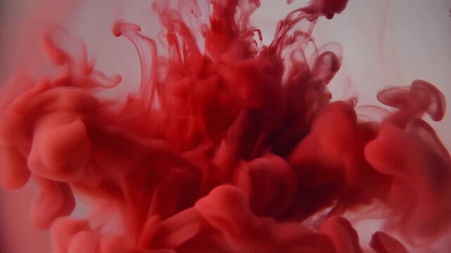 Red ink cloud dissolving in water