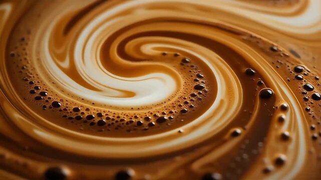 Abstract coffee and cream swirl with bubbles