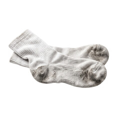 Fototapeta premium Dirty White Socks, Worn Out, Isolated on Transparent Background