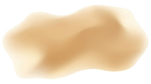 Forma organica astratta di colore beige chiaro con bordi morbidi e sfumati, isolata su sfondo bianco puro, ideale come elemento di design grafico minimalista o macchia di colore per composizioni