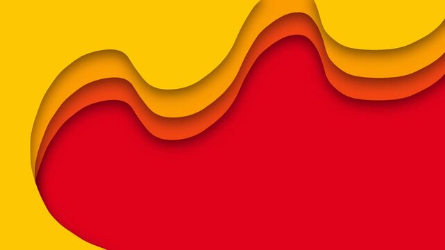 Abstract Paper Cut Out Background with Yellow Orange and Red Layered Waves.