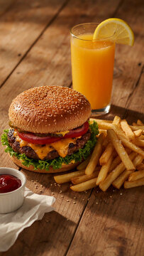 burger and fries