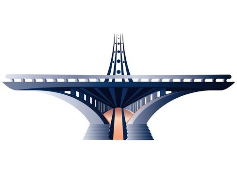 City bridge, executive journey concept, isolated on white background 