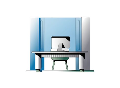 Office interior, modern workplace concept, isolated on white background