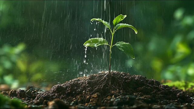Young plant growing from seed symbolizing development, success, and opportunity