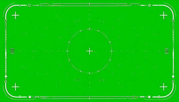 Futuristic Green Screen HUD Display with Targeting Crosshairs and Digital Interface Elements for Sci-Fi and Technology Concepts