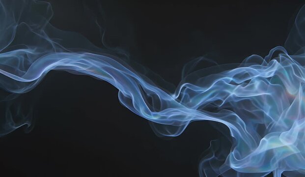Abstract blue ethereal waves flowing on dark background
