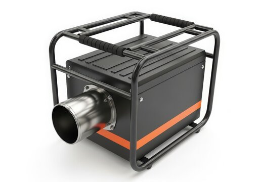 Portable diesel generator with exhaust pipe isolated on white background
