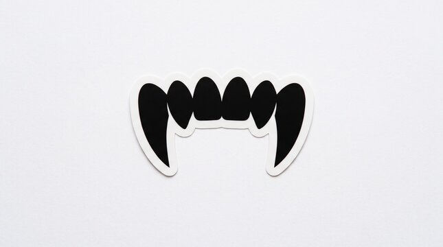 Vampire fangs silhouette sticker for Halloween decoration isolated on white background gothic monster teeth graphic design element