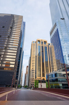 Vibrant view of Chicago downtown skyline under a summer sky