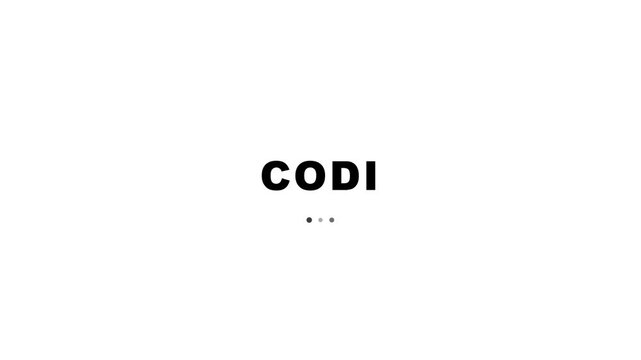 Word coding appearing letter by letter on white background