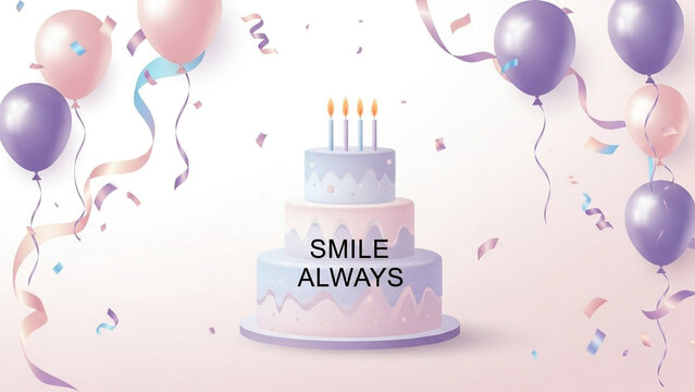 Pastel Celebration Banner Designs with Cake, Balloons and Confetti for Social Media Greeting Cards