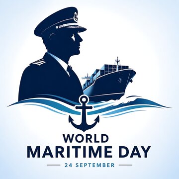 World maritime day navy captain and ship illustration