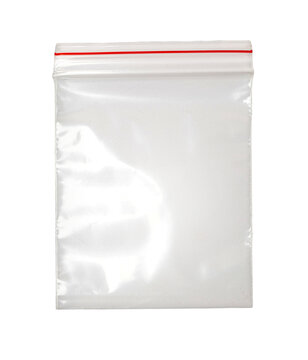 Clear plastic zip lock bag for food storage