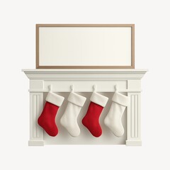 Obraz premium Festive stockings on elegant mantel.