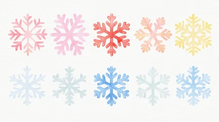Festive snowflakes flat design side view winter wonderland theme water color Complementary Color Scheme. © MAGNIFIER