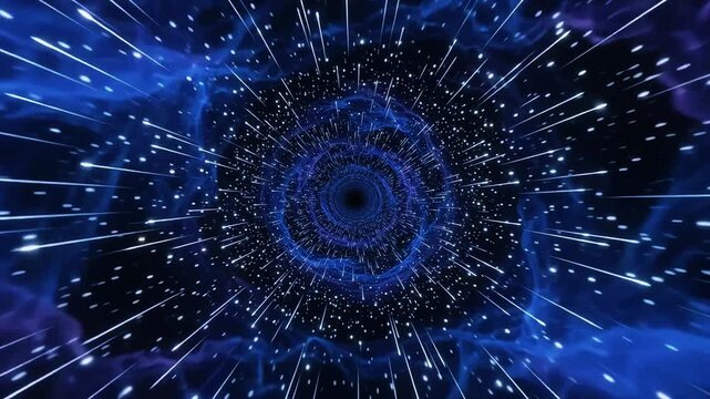 Wormhole Tunnel Warp Speed Interstellar Space Travel with Stars and Nebulae