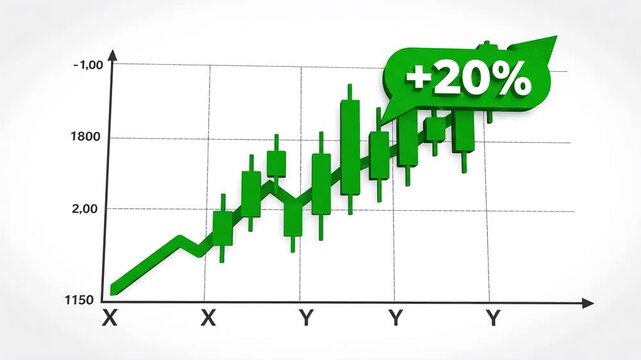 Flat 2D Vector Stock Market Candlestick Chart Growth Animation