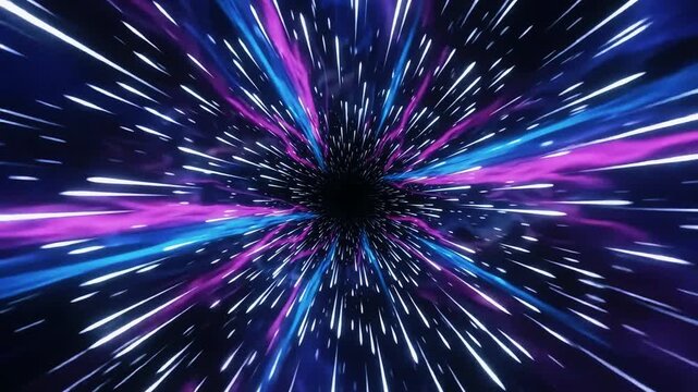 Colorful Cosmic Wormhole Warp Travel Through Stars and Nebulae in Deep Space