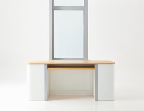 Window workspace, contemporary office concept, isolated on white background 