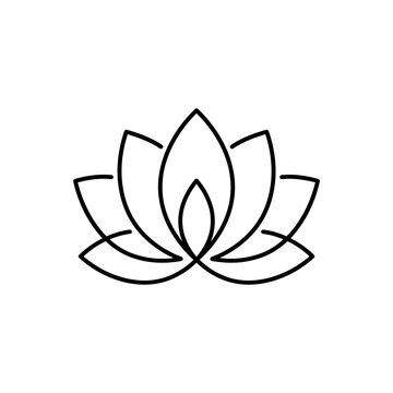 Lotus plant botanical icon outline design 3 symbols vector illustration in minimal style for yoga wellness spa logo template