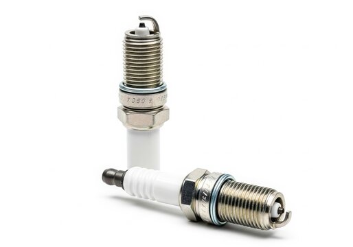 Spark plug close-up image isolated on white background
