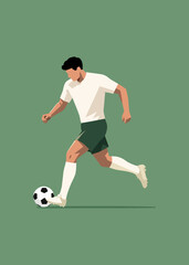Fototapeta premium Soccer Player Dribbling Ball Vector Illustration