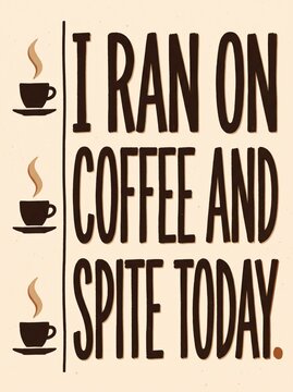 Hand-lettered coffee typography poster with steaming coffee cup icons