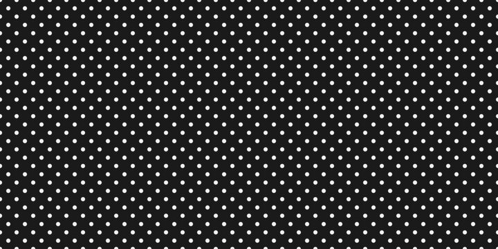 Black polka dot seamless pattern vector background with small white color circles and symmetrical dense spots in classic modern style for fashion wallpaper fabric wrapping paper print