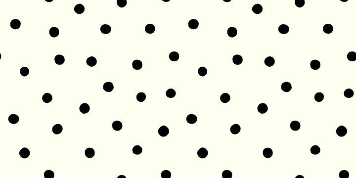 White polka dot seamless pattern vector background with abstract hand drawn irregular circle spots and random dalmatian confetti dots in simple minimal style for modern playful wallpaper print