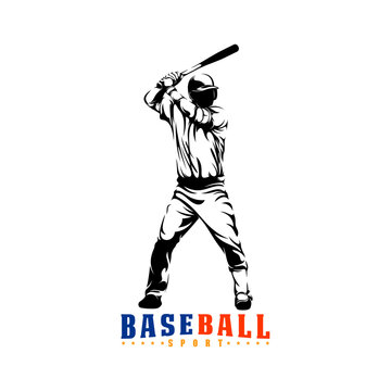 Silhouette professional baseball player vector illustration. Perfect for sports logos, team emblems, and tournament posters.