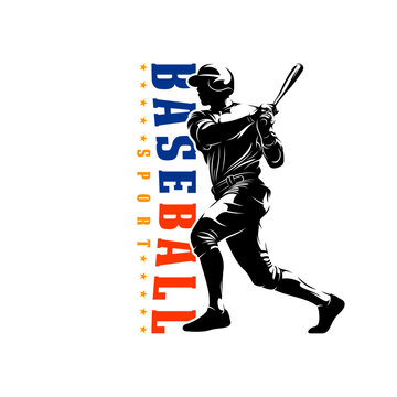 Silhouette professional baseball player vector illustration. Perfect for sports logos, team emblems, and tournament posters.