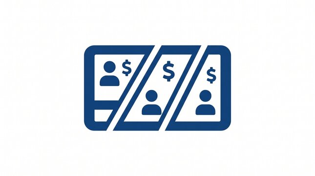 Blue Flat Credit Card Split Payment Icon Isolated on White Background Vector Illustration