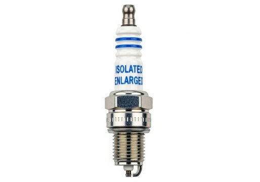 Isolated spark plug with enlarged electrode isolated on white background