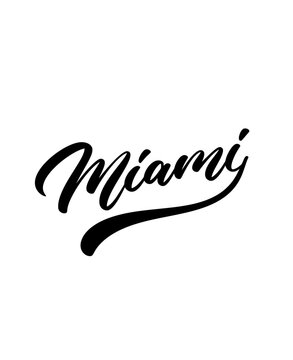 Calligraphic Miami vector lettering phrase with underline stroke for t shirt print.