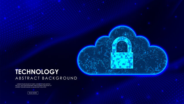 Big data security with cloud connection concept. Abstract digital technology innovation background.