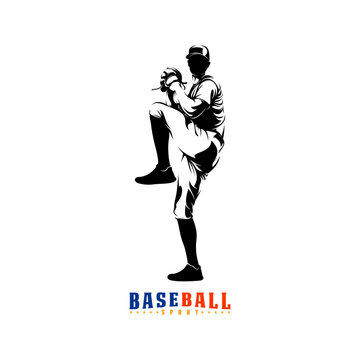 Silhouette professional baseball player vector illustration. Perfect for sports logos, team emblems, and tournament posters.