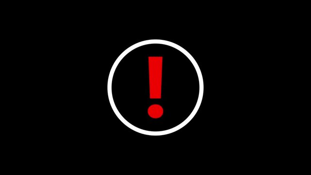 Red Exclamation Mark in White Circle Icon Animation, Minimalist UI Design Element for Alert, Warning Signal, Attention Notice, Important Info, Caution, Error Message, and Motion Graphics