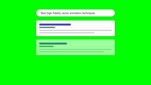 Search Engine Bar Typing Query Best High Fidelity Vector Animation Techniques on Green Screen Background