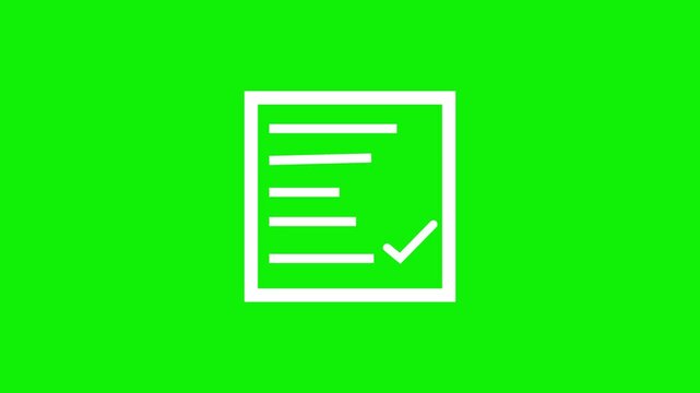Document with White Check Mark Icon Animation, Minimalist UI Design Element for Approved Contract, Task Completion, Verified File, Accepted Terms, Survey Done, and Progress Motion Graphics