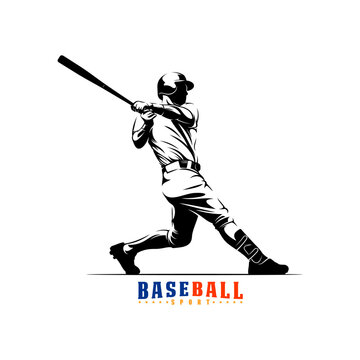 Silhouette professional baseball player vector illustration. Perfect for sports logos, team emblems, and tournament posters.