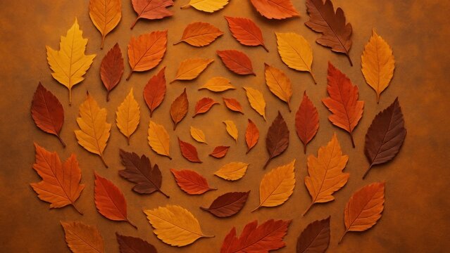 Autumn leaves spiral pattern desktop wallpaper
