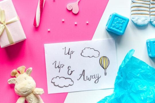 birth child baby shower concept boy or girl top view