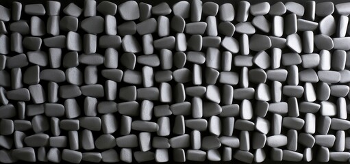 Fototapeta premium Black stones arranged in a grid pattern on a flat surface indoors